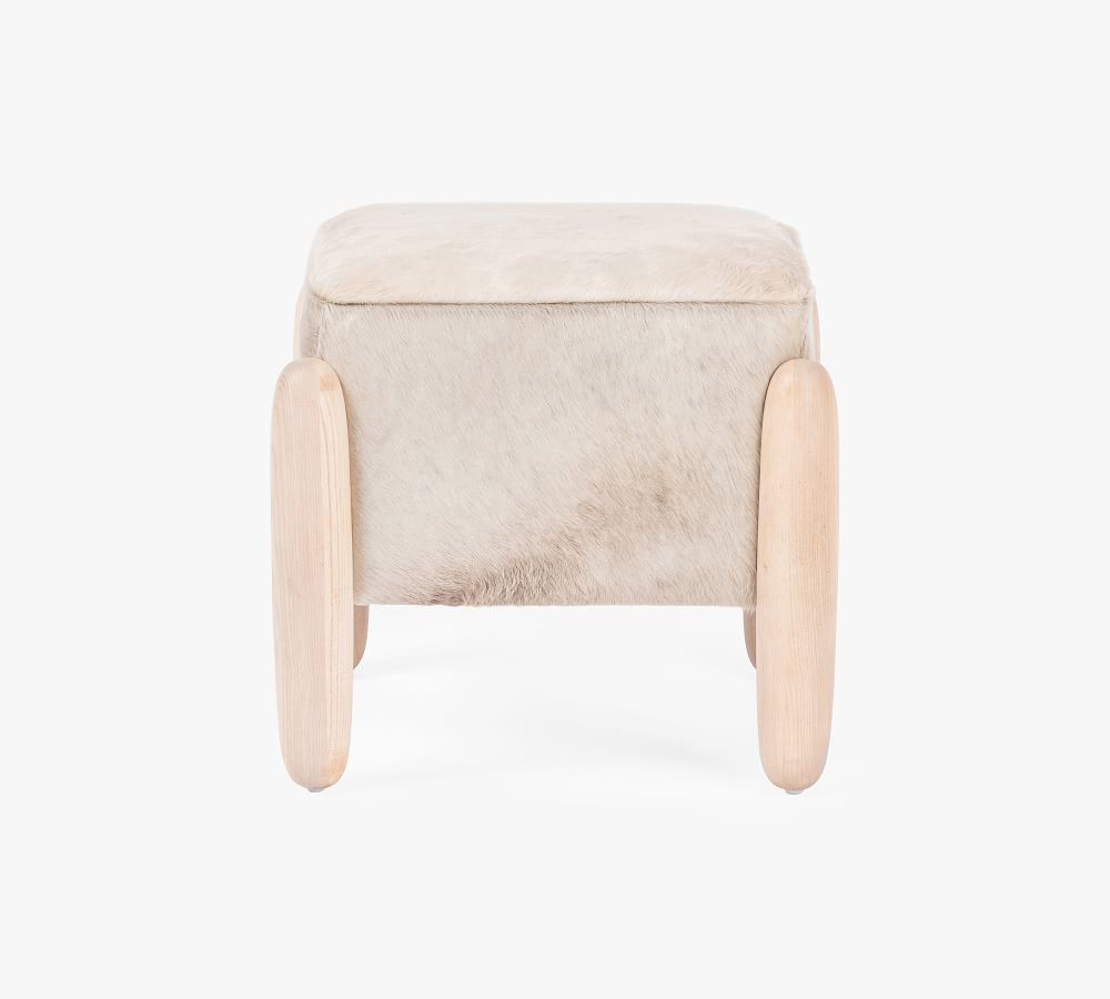 Westen Upholstered Ottoman, Small 21&amp;quot;, Buff Hair on Hide | Pottery Barn (US)