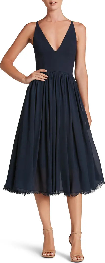 Dress the Population Alicia Mixed Media Midi Dress | Nordstrom | Nordstrom