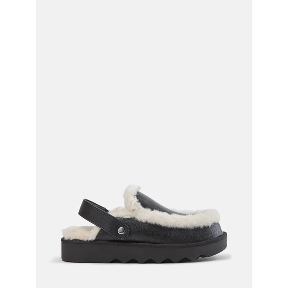 Joyspun Women's Convertible Clog Slippers with Faux Fur Lining | Walmart (US)