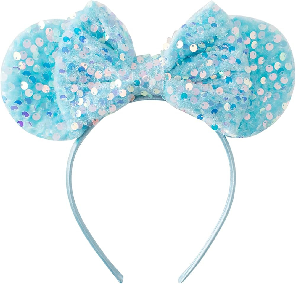Pearl Mouse Ears Bow Headbands for Girls Kids Sparkle Hair Band Ear Headband Party Princess Trip ... | Amazon (US)