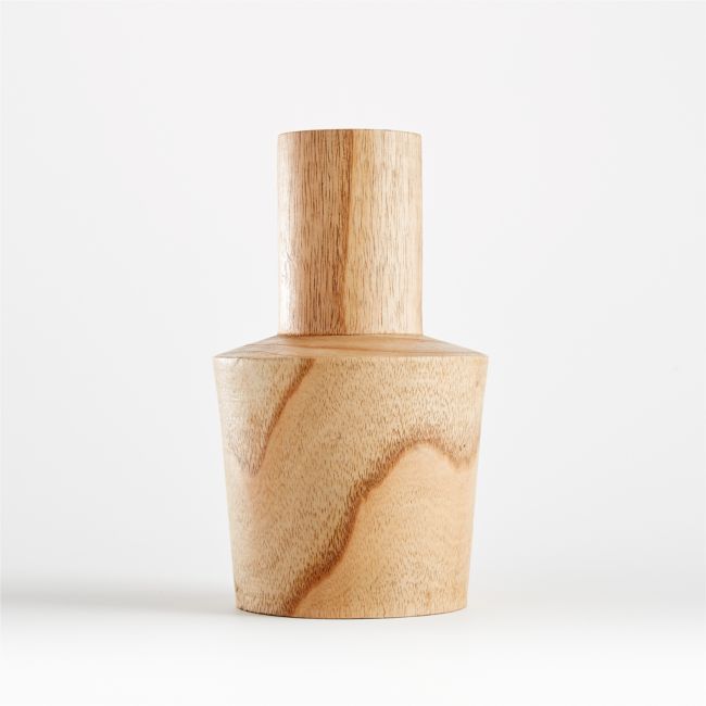 Orla Medium Natural Wood Vase | Crate & Barrel