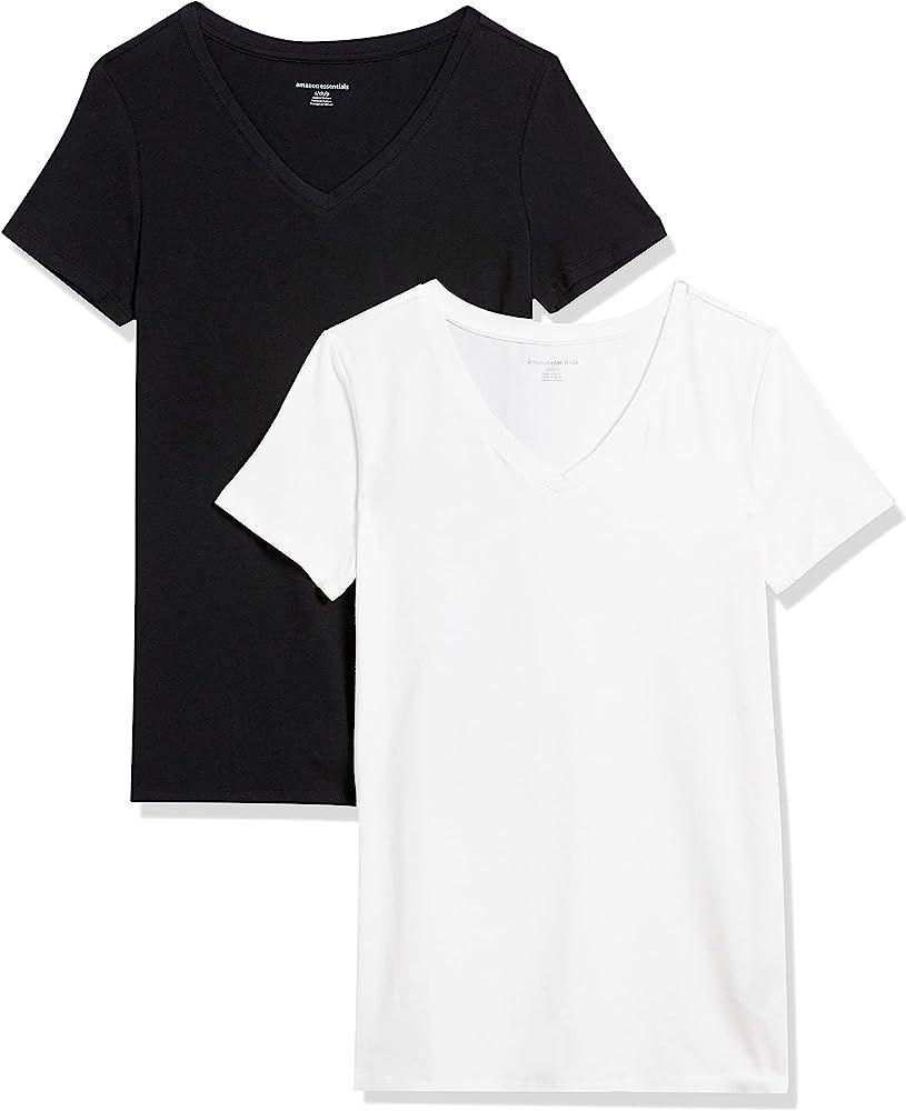 Amazon Essentials Women's Classic-Fit Short-Sleeve V-Neck T-Shirt, Multipacks | Amazon (US)