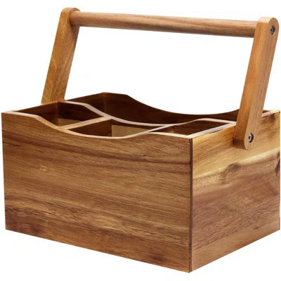 Acacia Wood Silverware Caddy - Outdoor Utensil Caddy For Parties, Camping - Cutlery Holder - Flatware Caddy - Picnic Caddy - Kitchen Wooden Utensil Ho | Wayfair North America