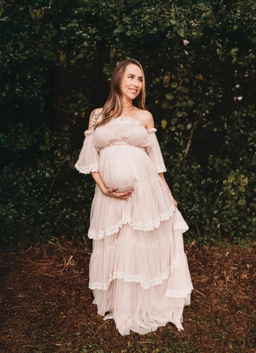 Marisa Maternity Photo Shoot Dress, Blush Tulle Gown, off Shoulder, Mom and Daughter Matching Out... | Etsy (Global)