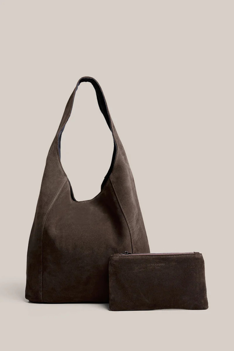 Sienna 2.0 Dark Chocolate Suede Hobo | VESTIRSI