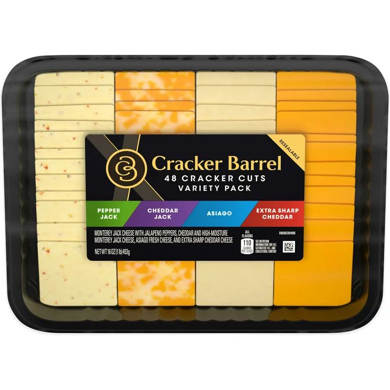 Cracker Barrel Cracker Cuts Pepper Jack, Cheddar Jack, Asiago & Extra Sharp Cheddar Cheese Slice ... | Walmart (US)