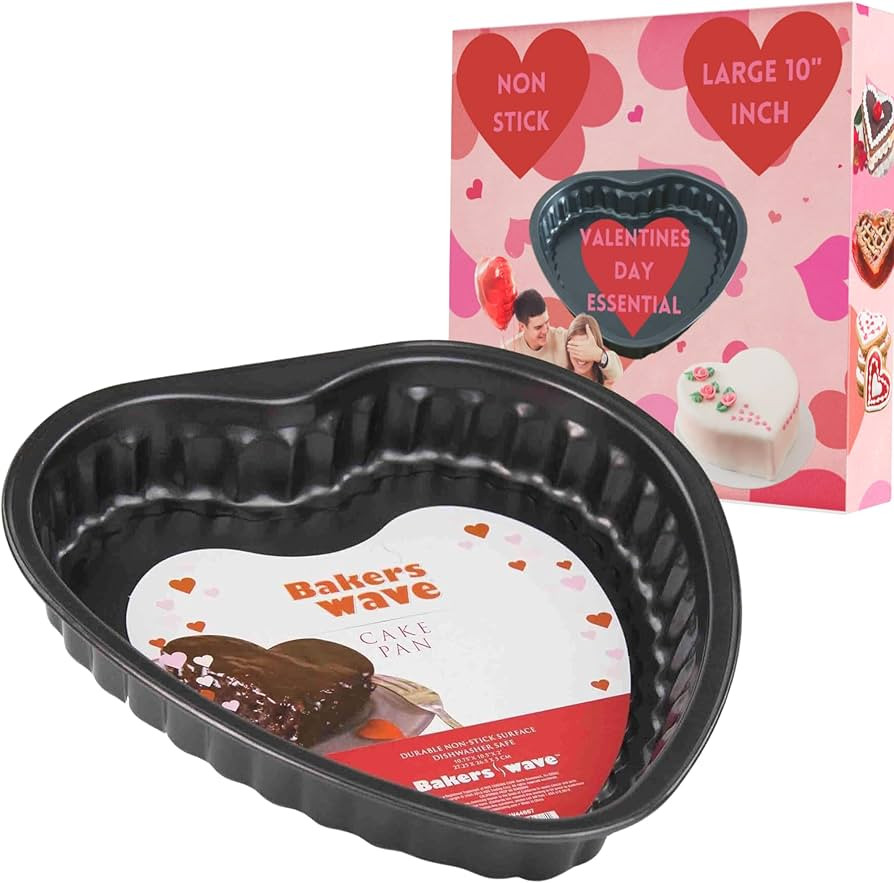 JOEY'Z Non-Stick Heart Shaped Cake Pans/Heart Cake Pan Baking Pan - Large 10 Inch - Valentines Da... | Amazon (US)