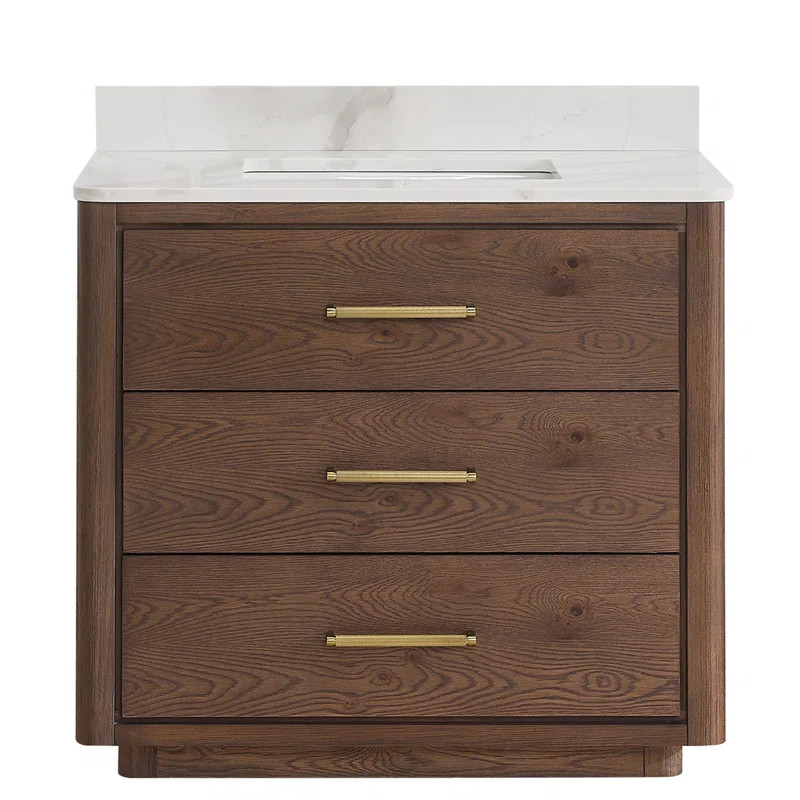 Porto 36'' Free Standing Single Bathroom Vanity with Quartz Top | Wayfair North America