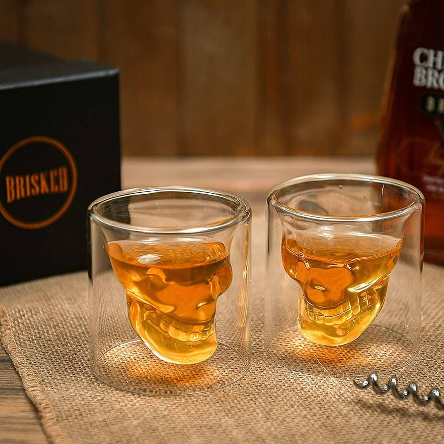Skull Shot Glass for Whiskey, Vodka, and Cocktail. Spooky 2 Piece Set for Liquor. Best Gift Acces... | Amazon (US)