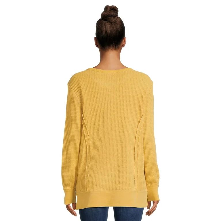 Time and Tru Women’s Waffle Pullover Top with Long Sleeves | Walmart (US)