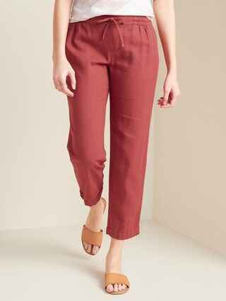 Mid-Rise Cropped Linen-Blend Pants for Women | Old Navy (US)