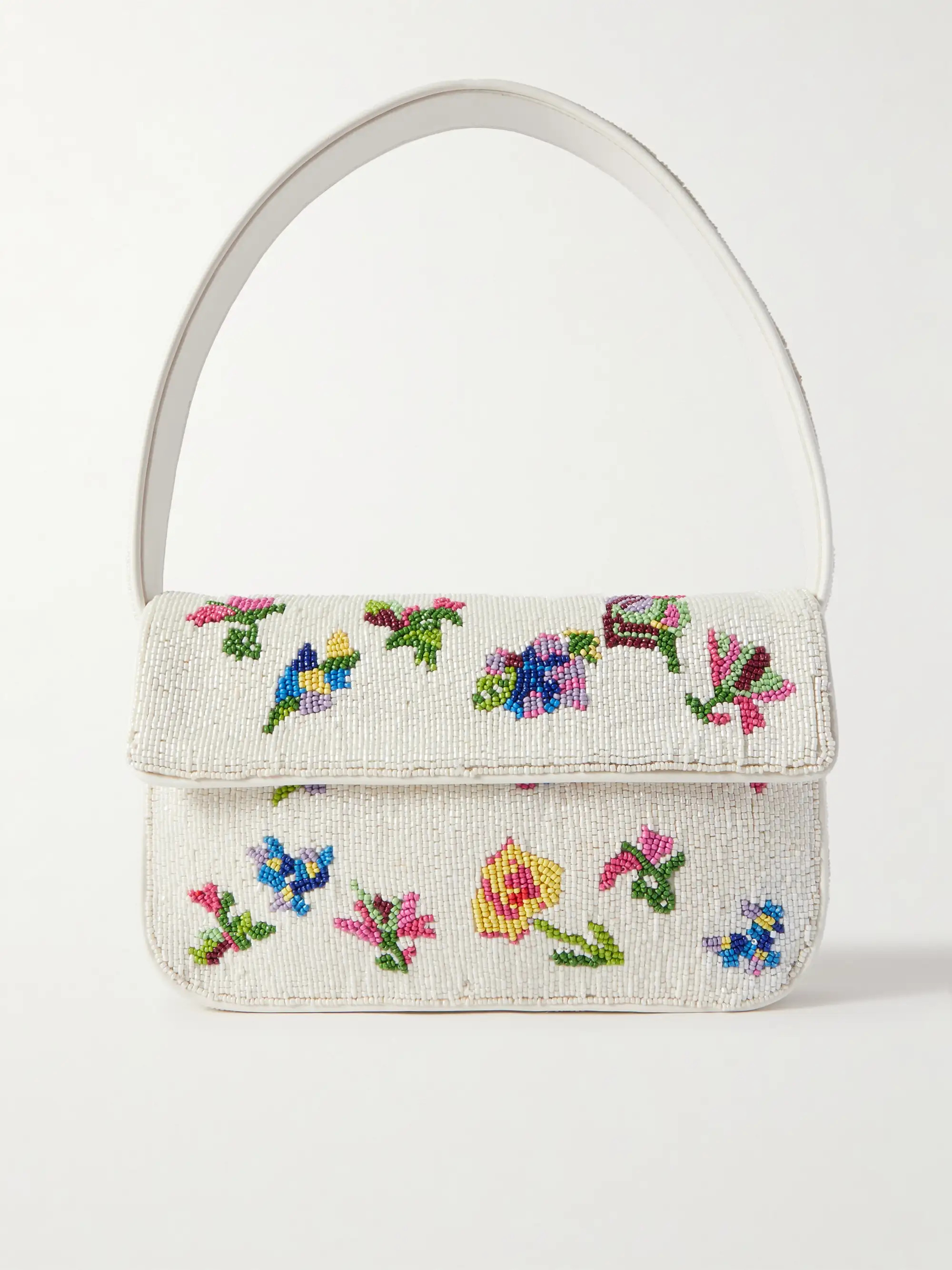 STAUD Tommy vegan leather-trimmed beaded satin shoulder bag | NET-A-PORTER | NET-A-PORTER (US)