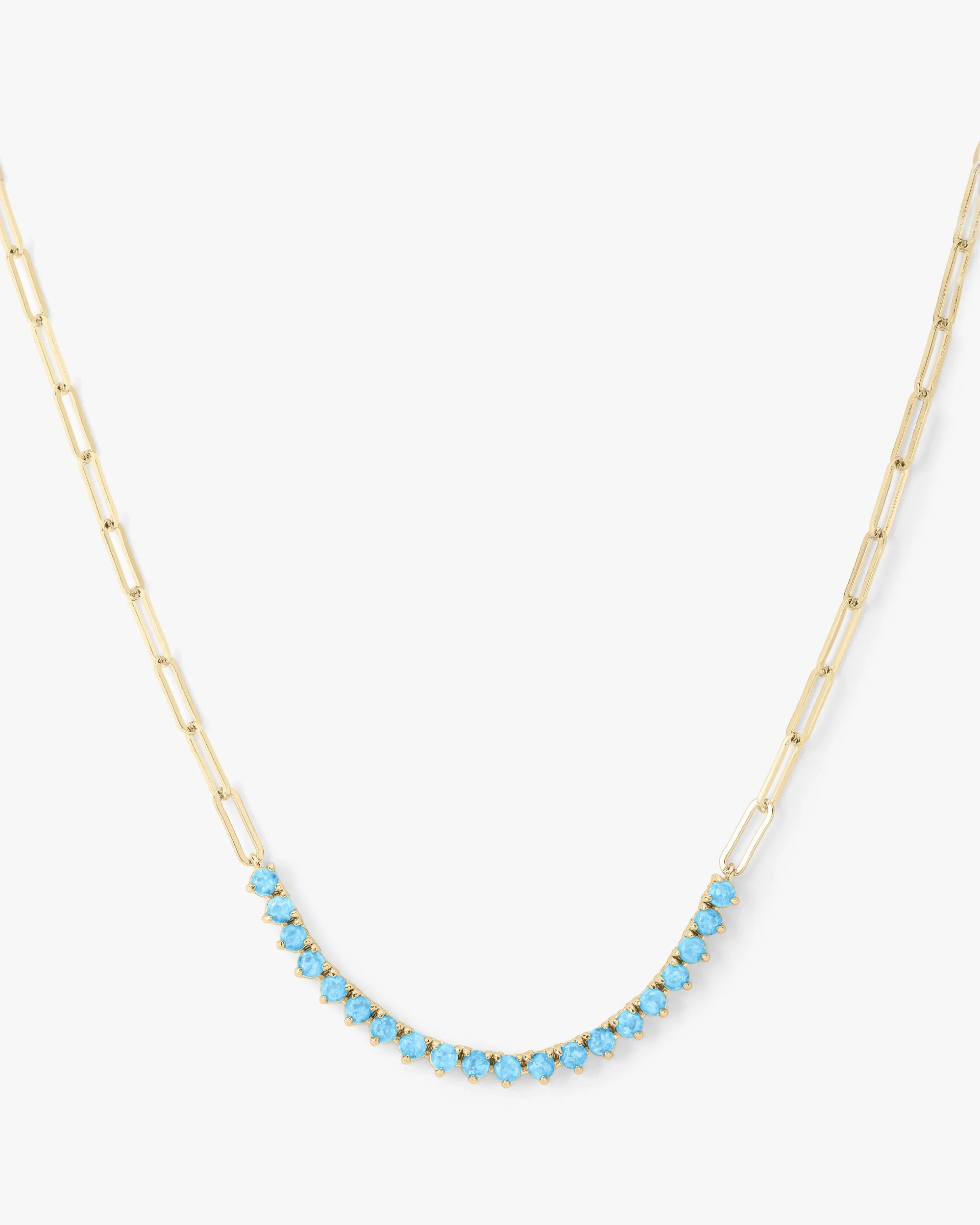 Not Your Basic Samantha Tennis Necklace - Gold|Blue Opal | Melinda Maria Jewelry