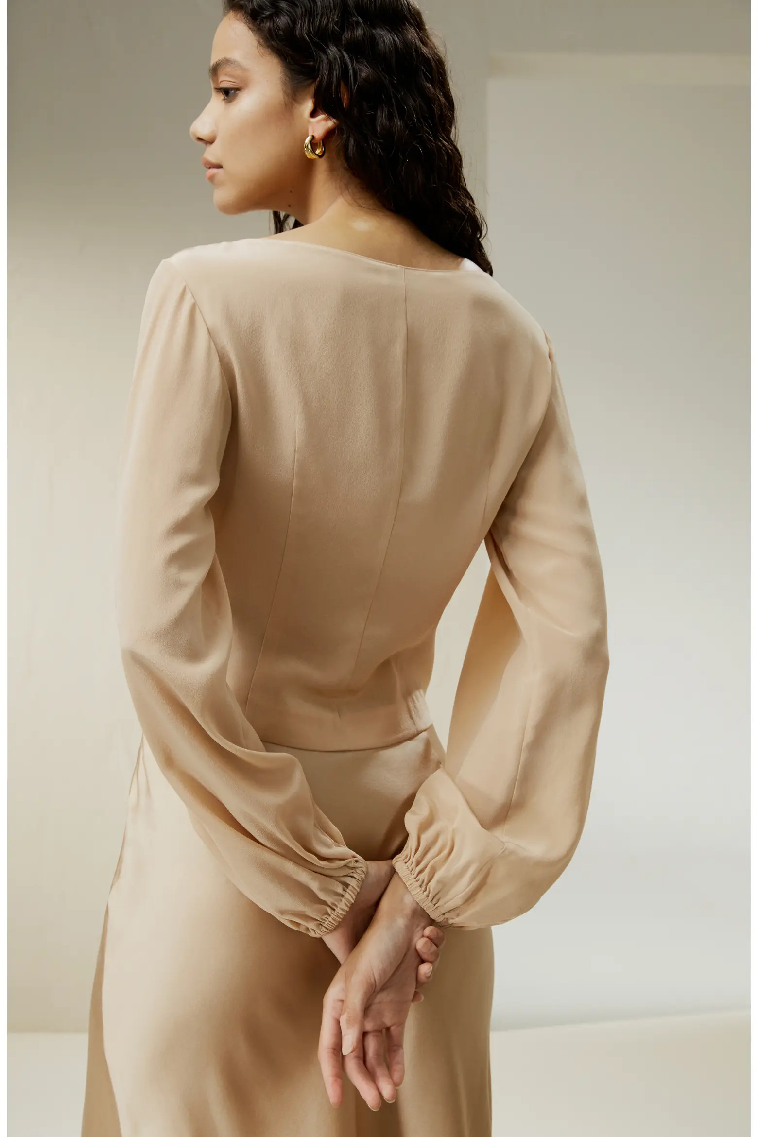 Nipped Waist Crêpe de Chine Silk Blouse (Women) | Nordstrom | Nordstrom