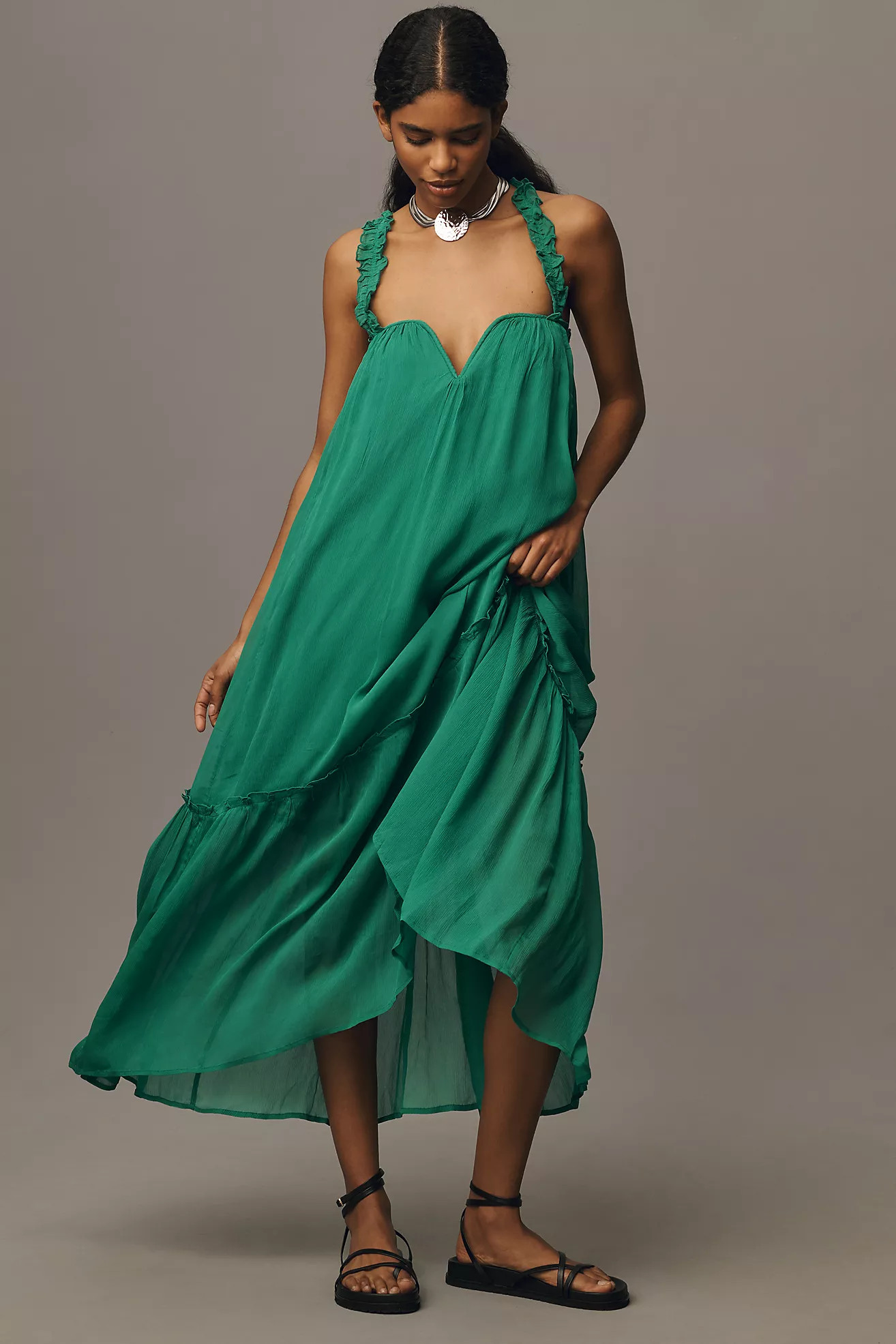 By Anthropologie Sleeveless Chiffon Midi Dress | Anthropologie (US)