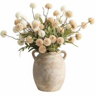 7.1 in. Retro Ceramic Farmhouse Table Vases with Handle Decorative Vase | The Home Depot