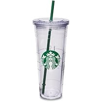 Starbucks Cold Cup Clear Venti Tumbler Traveler With Green Straw Logo - 24 oz | Amazon (US)