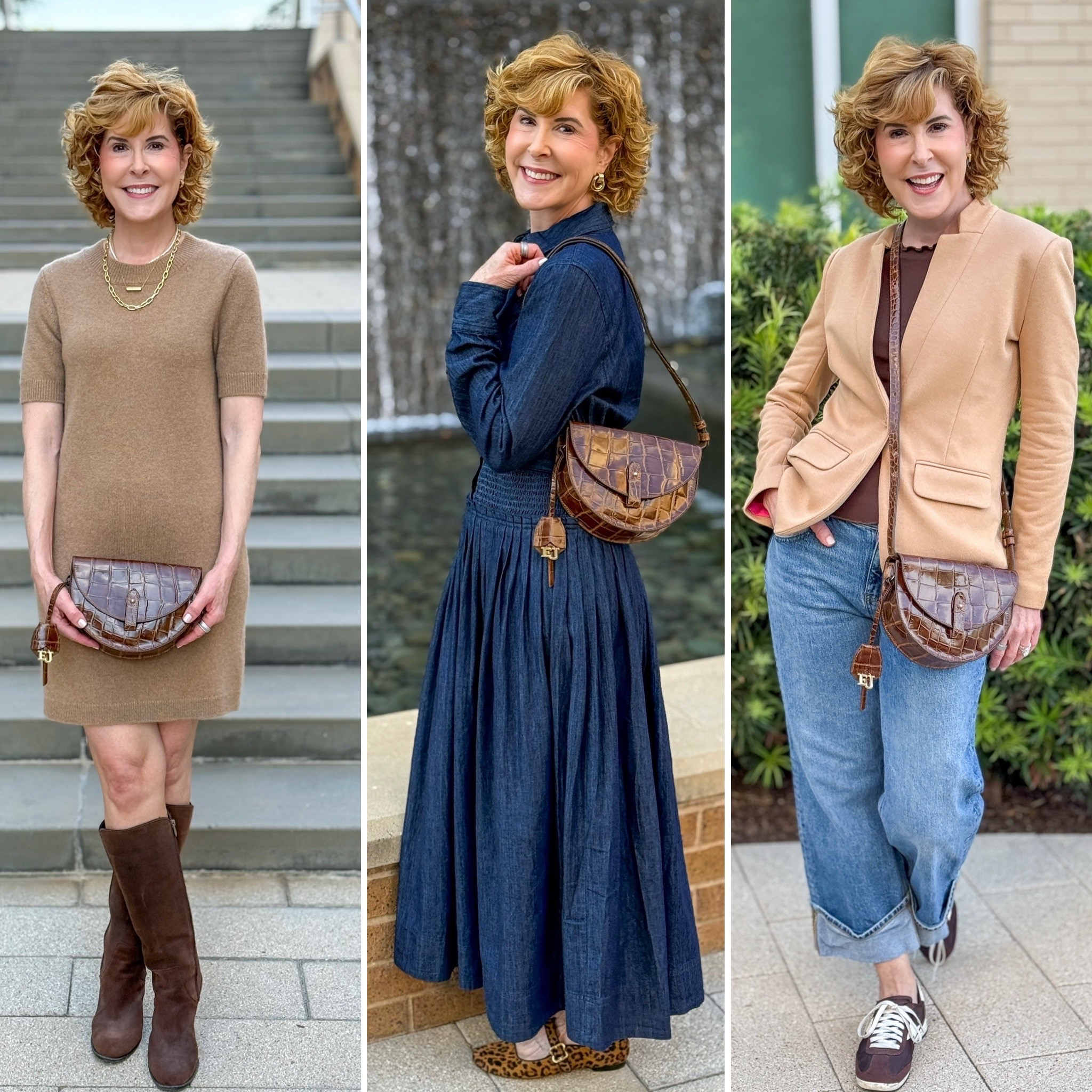 Use code SUZY10 for 10% off! The Eric Javits Querida Leather Crossbody is one of those beautiful little bags that can completely change with your outfit. Wear it crossbody for a casual daytime look, shorten the adjustable strap and carry it as a shoulder bag when you want something a little more polished, or remove the strap altogether and carry it as a clutch for dinner or an evening out. I love the half-circle shape and gorgeous crocodile-embossed leather, but it’s the versatility that really sold me!

#LTKOver40 #LTKSeasonal #LTKootd
