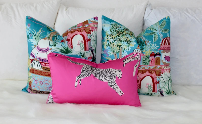 Leaping Cheetah Pink Pillow. Scalamandre Pillow Bubblegum - Etsy | Etsy (US)