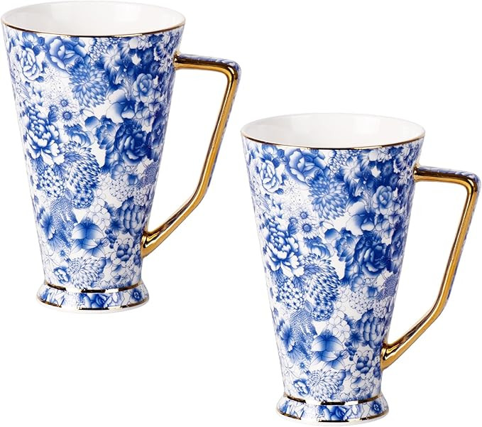 KAMMAK Ceramic Coffee Mugs 20 oz Tall Porcelain Coffee Cups Set of 2 Large Tea Mugs with Handle V... | Amazon (US)