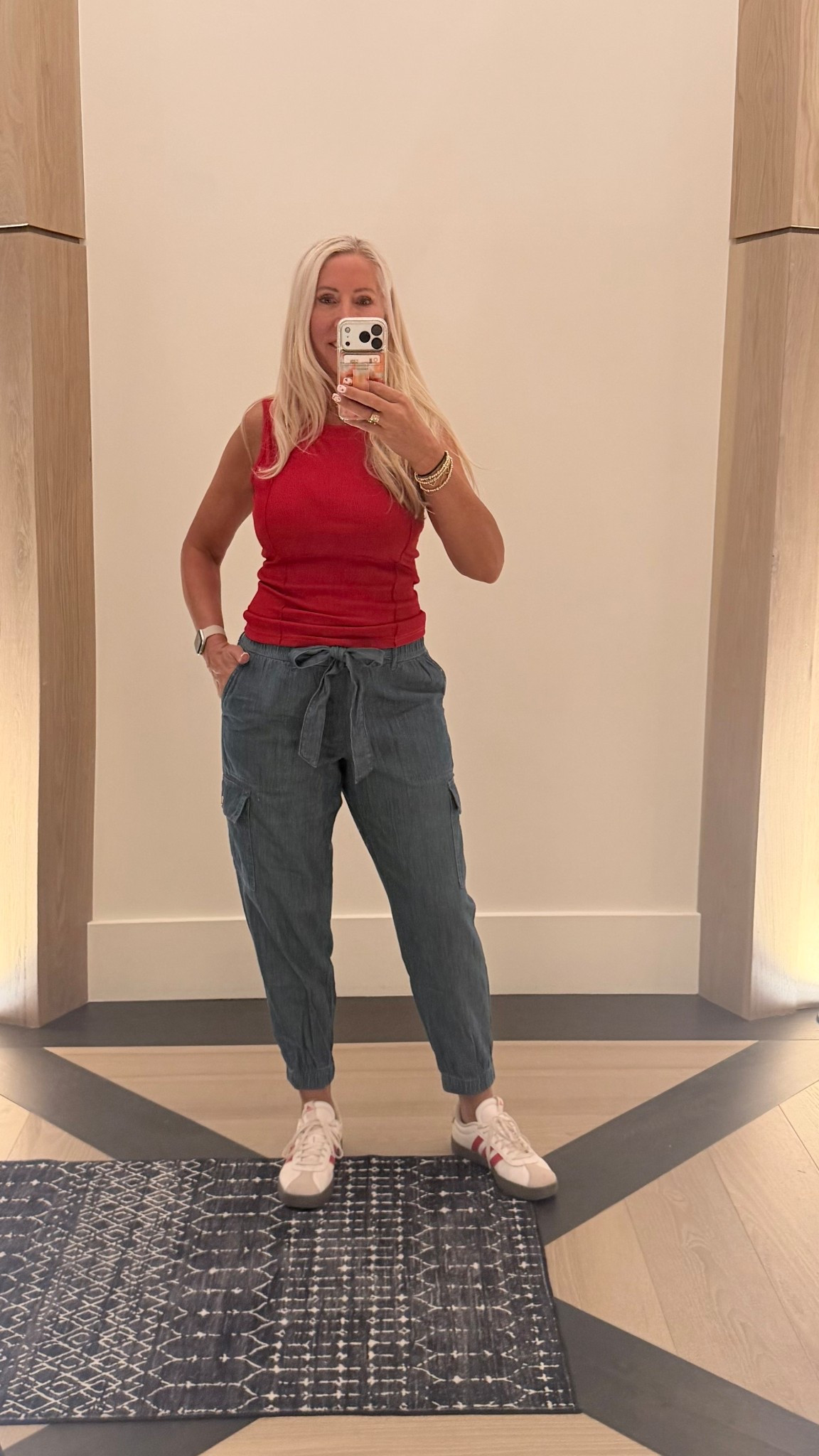 Same Tommy Hilfiger joggers, totally different vibe ❤️
Paired with a red tank and red + white Adidas sneakers for a sporty, on-the-go look
Perfect for errands but still cute and put together

#LTKdayinmylife #LTKmorningroutine #LTKootd