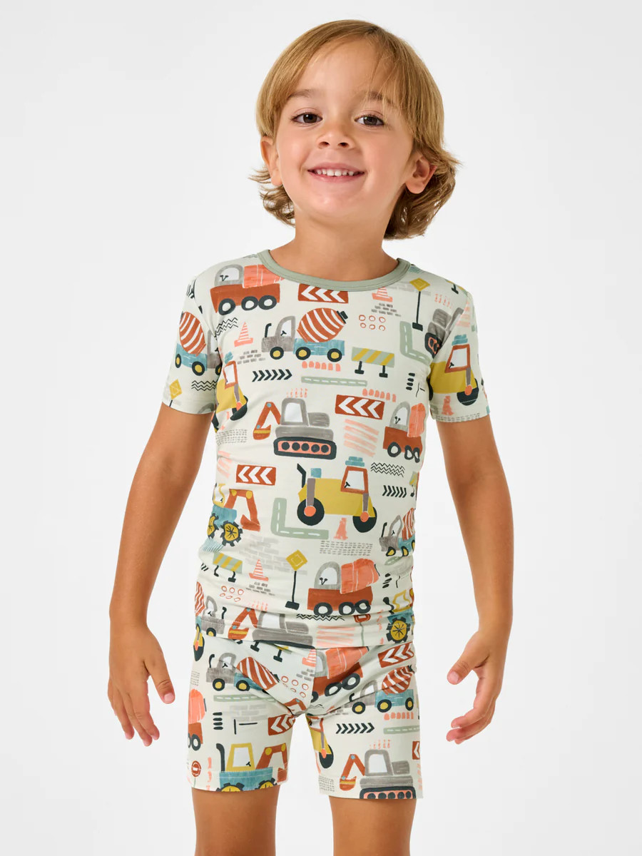 Mini Builders Two-Piece Short Sleeve & Shorts Pajama Set | Little Sleepies
