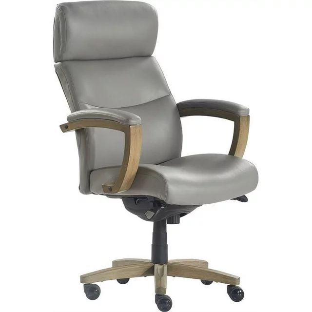 Scranton & Co Modern Faux Leather & Solid Wood Executive Office Chair in Gray | Walmart (US)
