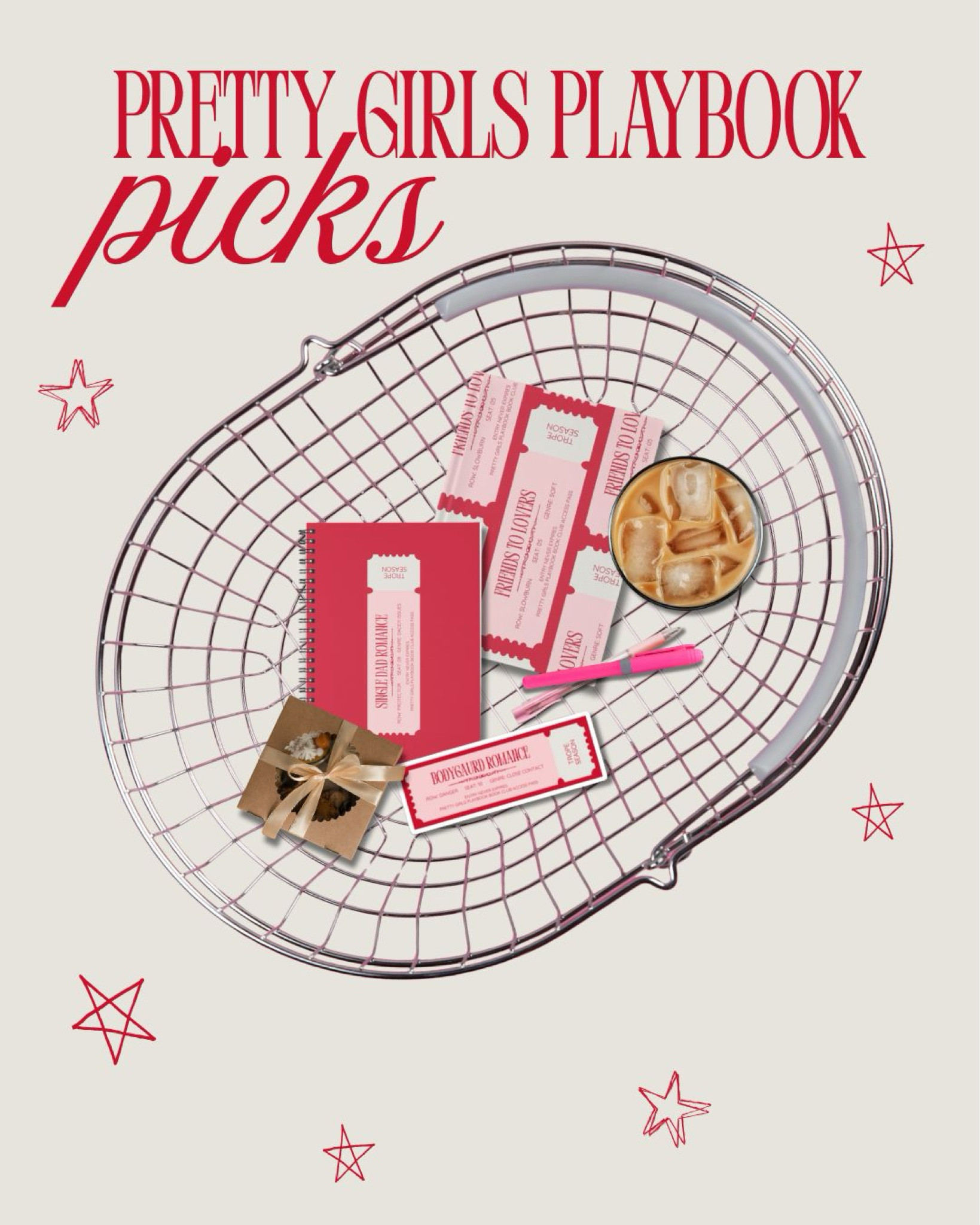 our trope season drop 1 picks! single dad romance spiral notebook, enemies to lovers hardcover journal, and a cute little bodyguard romance sticker