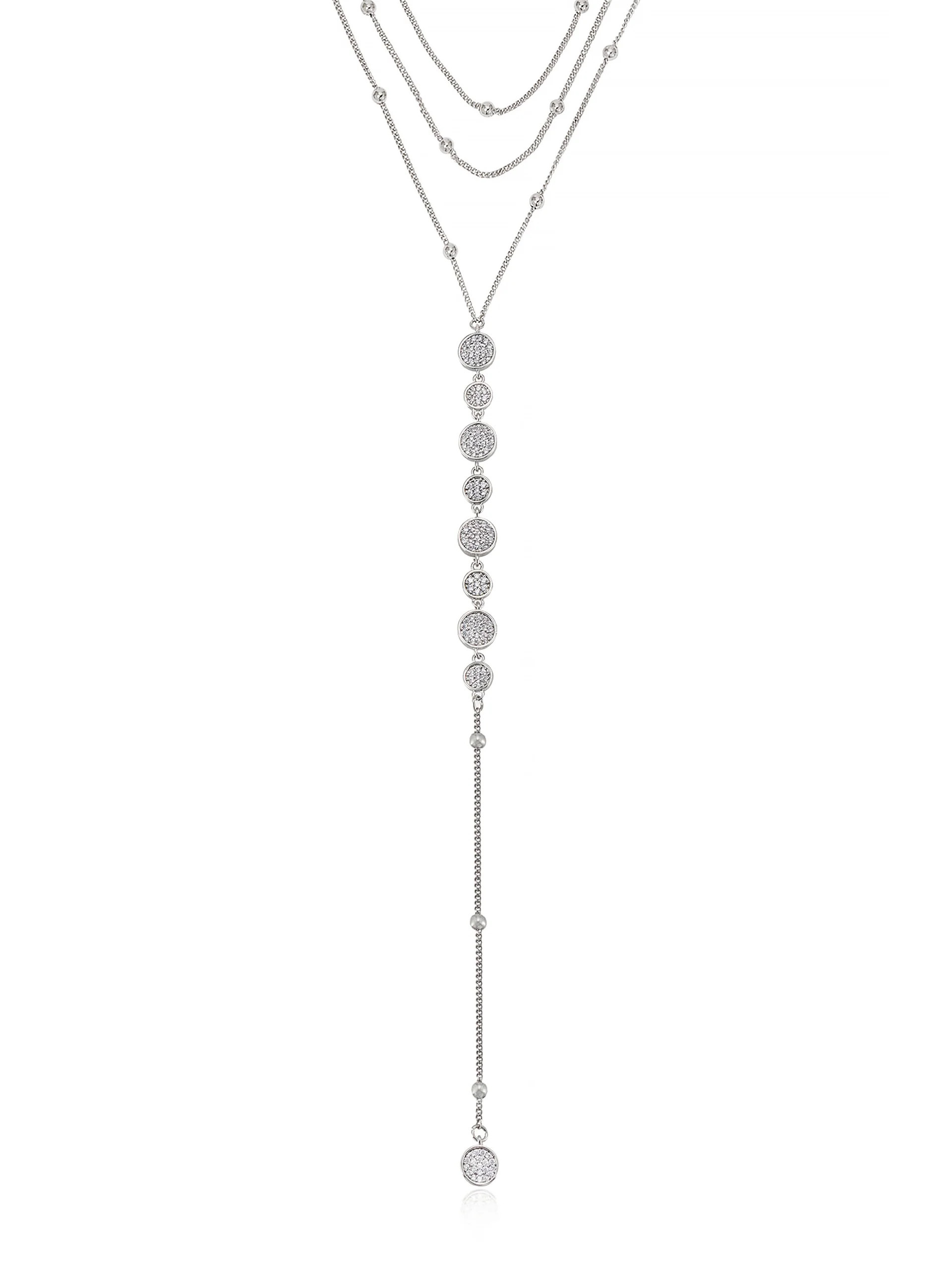 Bali Dreams Crystal Lariat Necklace - Clear Crystal with Rhodium Plating / One Size | Ettika