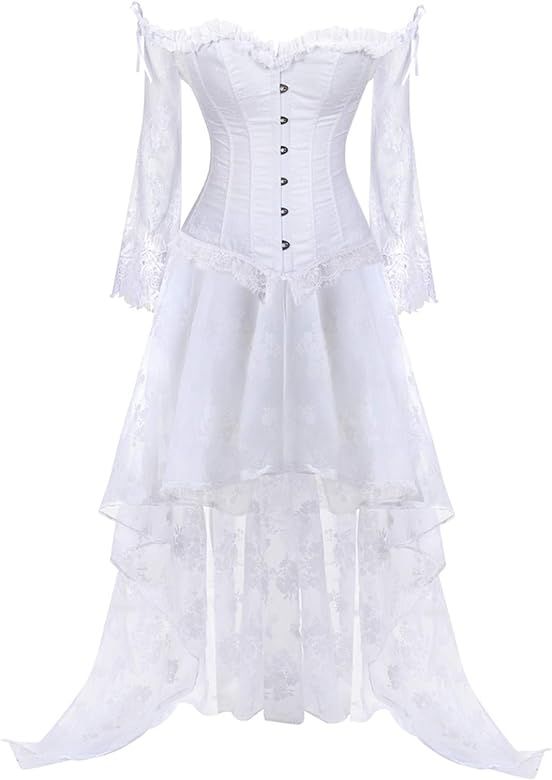 Corsets for Women's Princess Renaissance Corset Overbust Top Printing Bustier Suits | Amazon (US)
