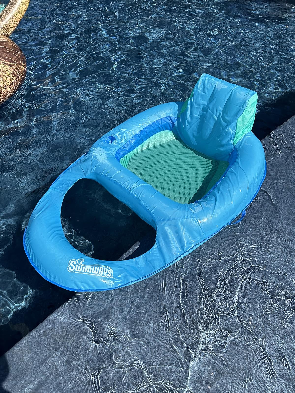 SwimWays Spring Float Premium Recliner Pool Lounger for Swimming Pool, Inflatable Pool Floats Adult with Fast Inflation for Ages 15 & Up, Sky Blue | Amazon (US)