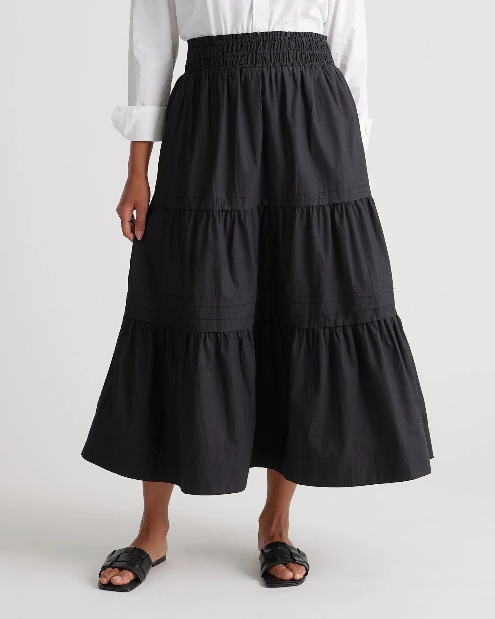 100% Organic Cotton Tiered Maxi Skirt in Classic White | Quince