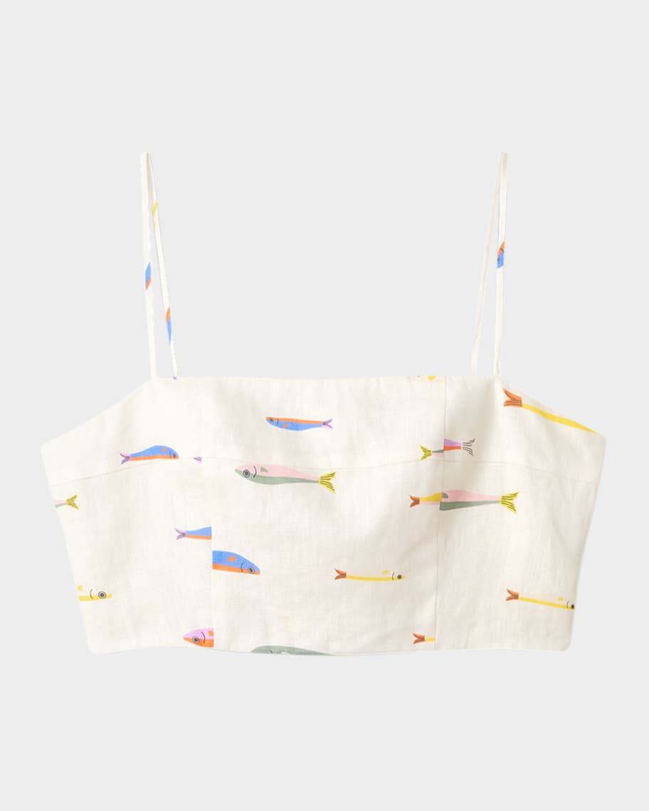 STAUD Sardine Federico Linen Crop Top | Neiman Marcus