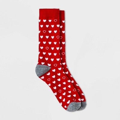 Women's Mixed Hearts Valentine's Day Crew Socks - Red 4-10 | Target