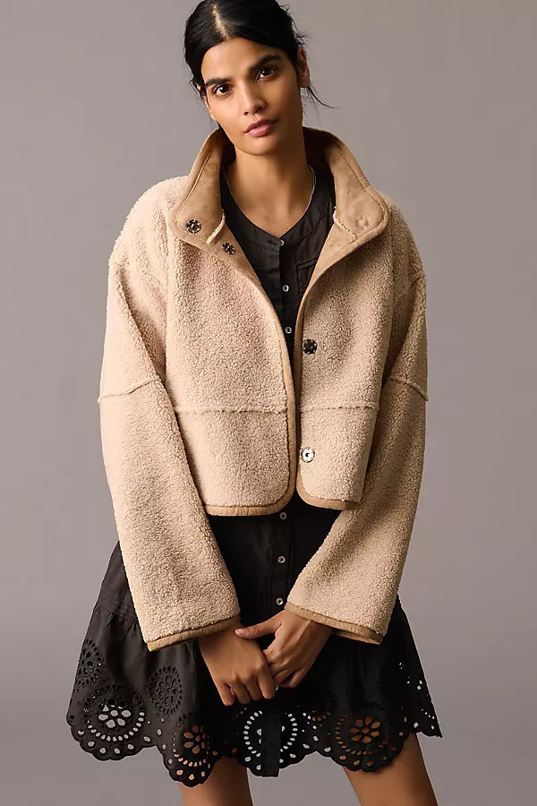 Reversible Cropped Sherpa Coat Jacket | Anthropologie (US)