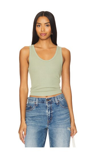 Structured Rib Bra Friendly Tank Top in Oil Green | Revolve Clothing (Global)