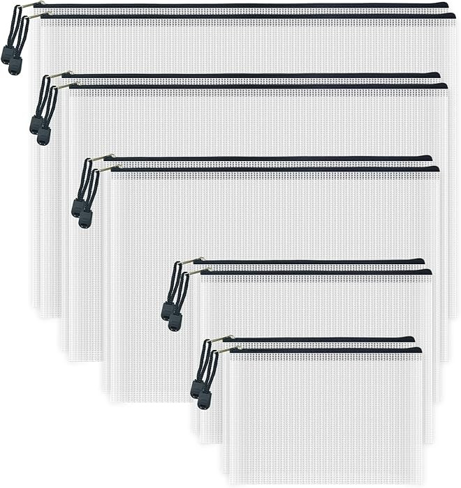 AUSTARK 10 Pcs Zipper File Bags, Waterproof Plastic Mesh Pouch for Office School, Board Game Stor... | Amazon (US)