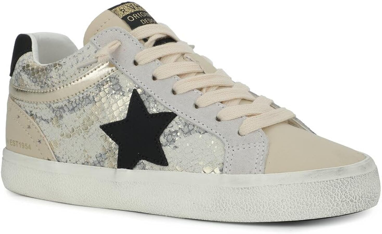 VINTAGE HAVANA Womens Bounce Glitter Lace Up Sneakers Shoes Casual - Pink, Silver, White | Amazon (US)