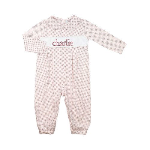 Red Dot Knit Insert Long Romper | Cecil and Lou