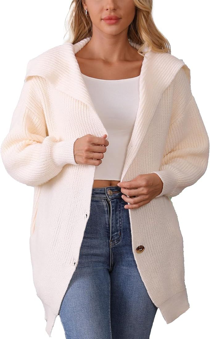 Womens Oversized Sweater Cardigan 2023 Fall Long Sleeve Soft Cable Knit Open Front Button Chunky ... | Amazon (US)