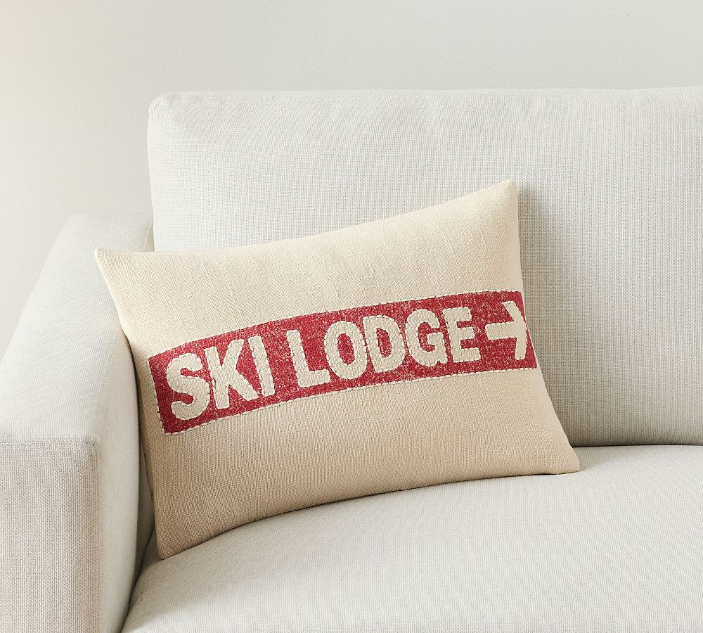 Ski Lodge Embroidered Lumbar Pillow | Pottery Barn (US)