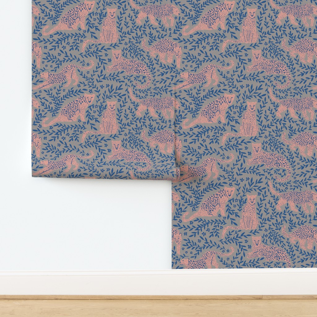Jungle Cat - Slate | Spoonflower