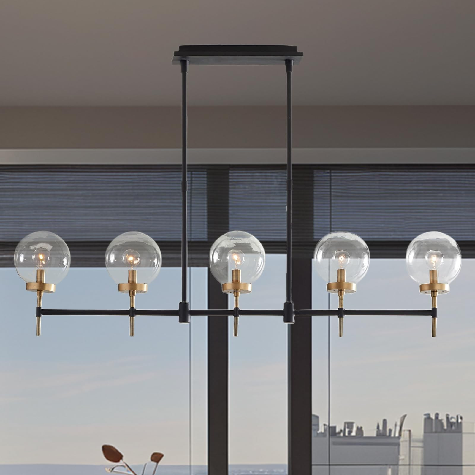 Amber Glow Linear Chandelier, Mid-Century Modern Two-Toned Glass Fixture, Light Fixtures for Dini... | Amazon (US)