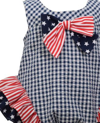 Baby Girls Americana Seersucker Check Bubble Romper | Macy's