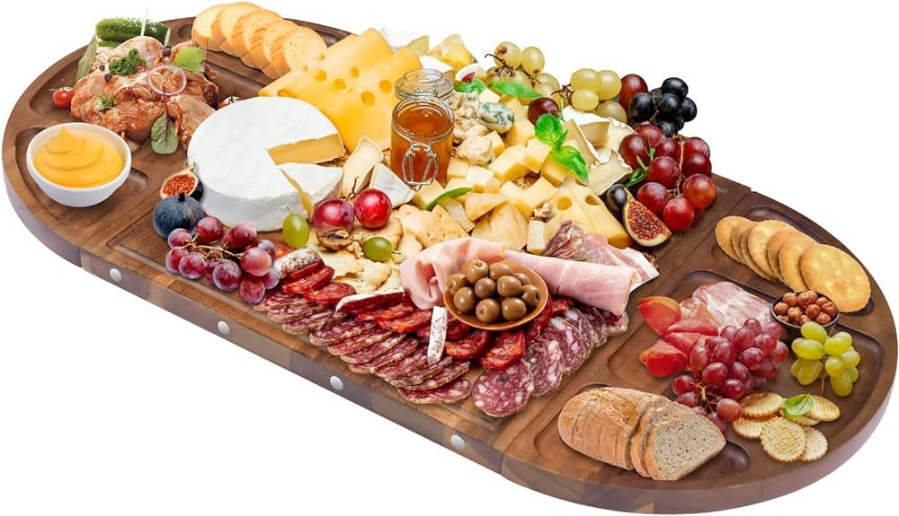 NiHome Magnetic Acacia Wood Charcuterie Board Large 26”x13” Cheese Board Splice Serving Dishe... | Amazon (US)