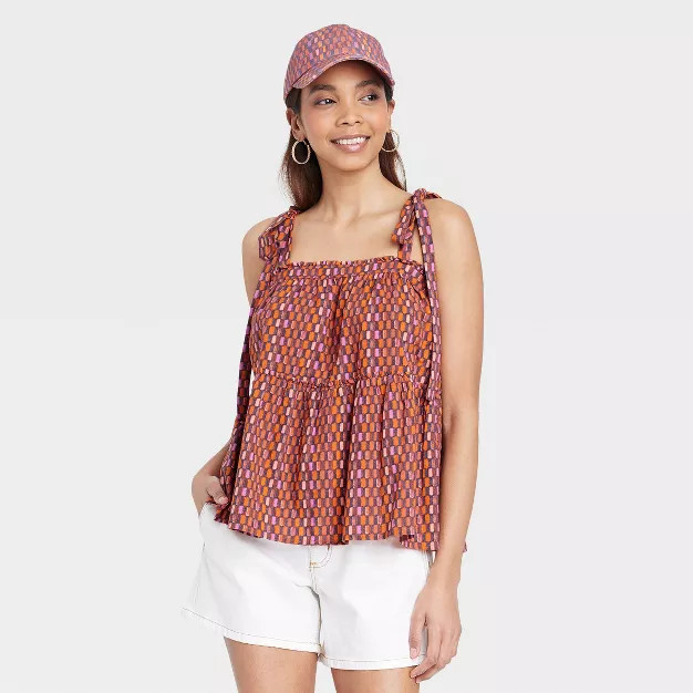 Women's Tie-Strap Tiered Tank Top - Universal Thread™ | Target