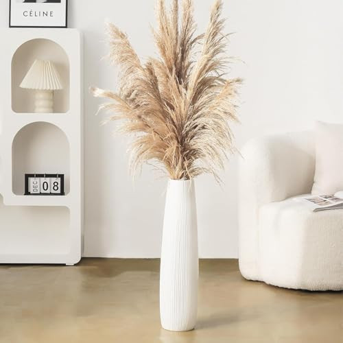 Ceramic Big White Floor Vase, 24" Tall Floor Vase, Large Decorative Flower Vases for Decor Living Room Modern Home Office Bedroom, Farmhouse, Glossy Glaze (24 Inch Tall) | Amazon (US)