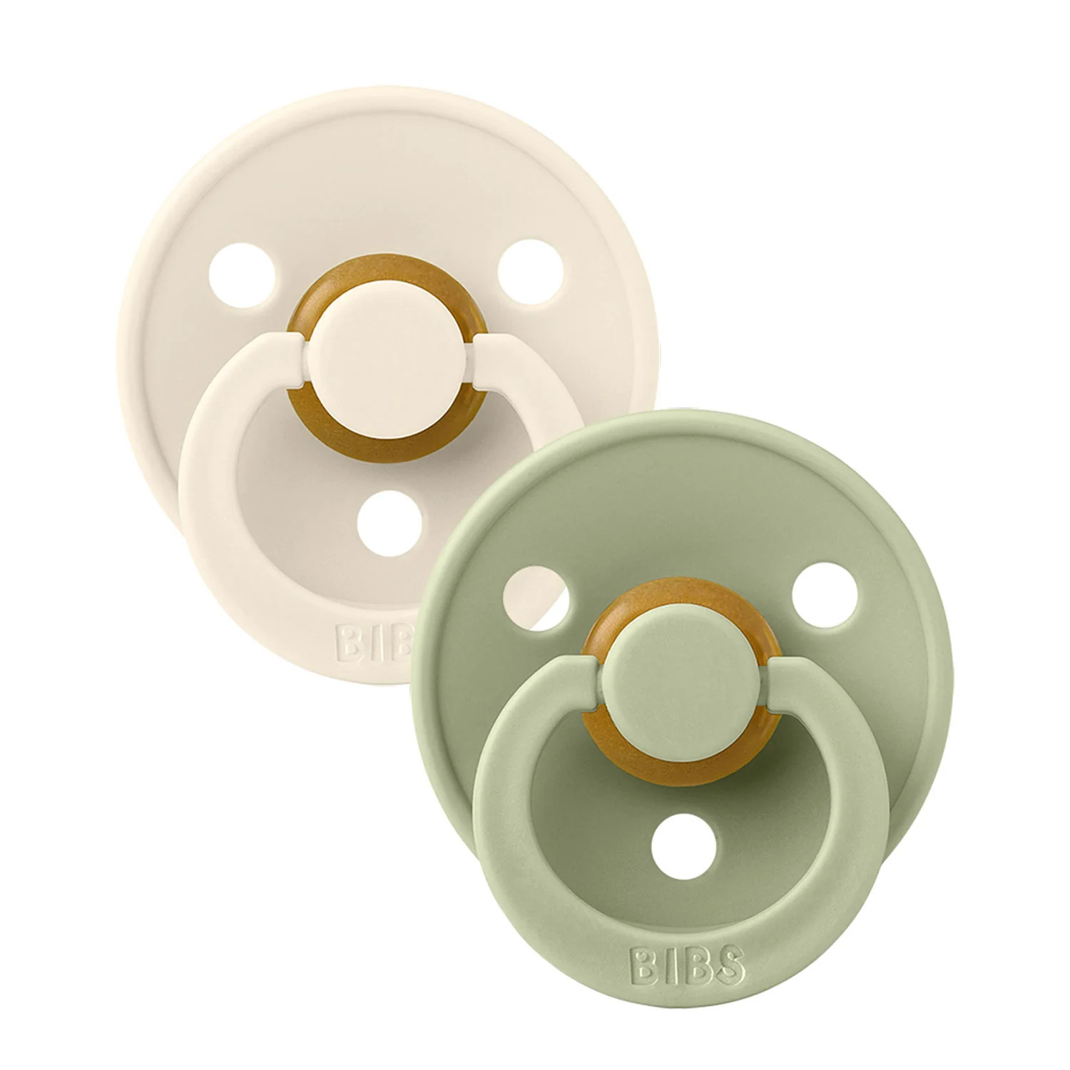 BIBS Colour 2-Pack Pacifier Set - Ivory / Sage | The Baby Cubby | The Baby Cubby