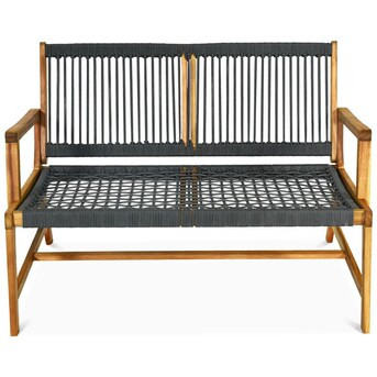 Goplus Costway 46.5-in W x 32-in H Gray Woven Acacia Garden Bench | Lowe's