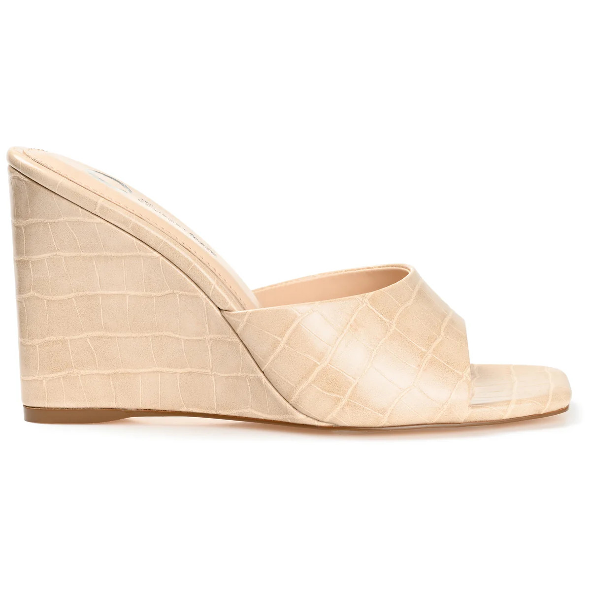 VIVVY OPEN TOE WEDGE HEELS IN CROCO | Journee Collection